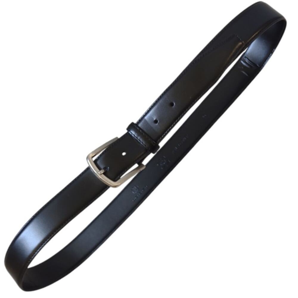 LUCHENGYI Mens Black Leather Belt Size 40 Silver Buckle Classic Career Academia